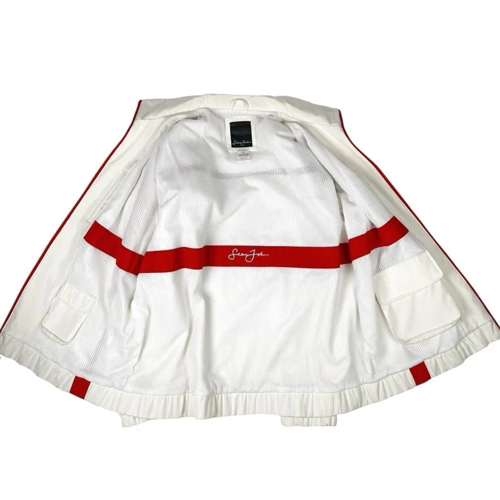 Vintage Sean John Jacket Mens XL Ivory Red Full Zip Hip Hop Y2K